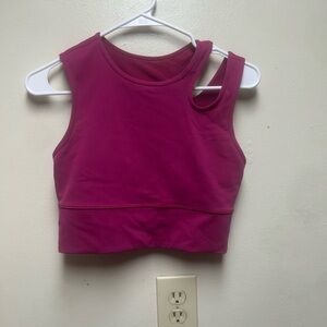 LULULEMON Mastered Motion Cropped Tank in Pink Magenta Purple check measurments